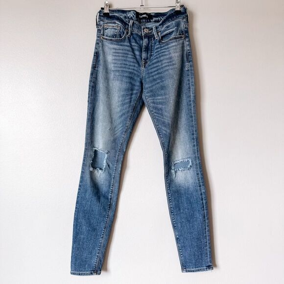 Express Mid Rise Stretch Skinny Jean Light Wash Size 0 - Picture 2 of 8